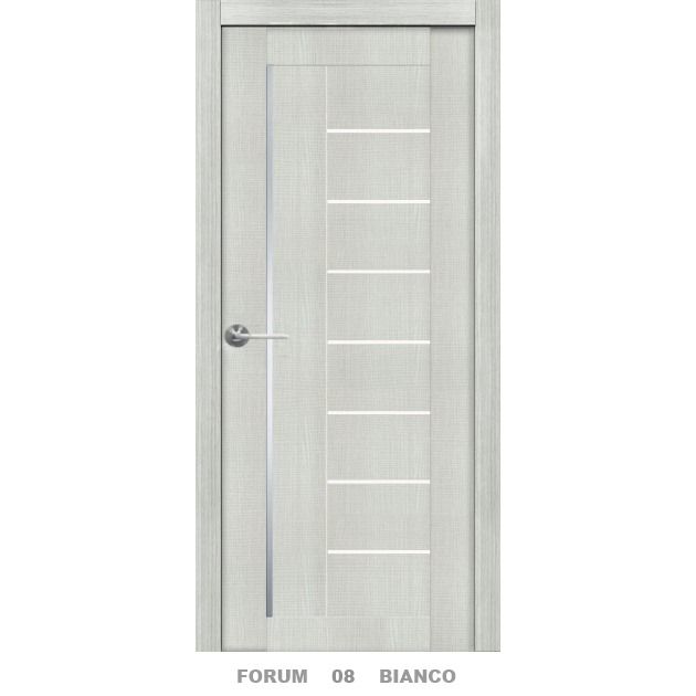 FORUM 08 Ekofinierētas durvis 60x200x3.4 cm (ar kārbu 65x203) ar stiklu(Bianco)